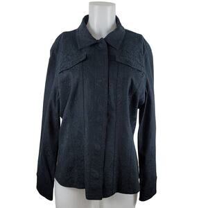 Chico's Black Filigree Design Lightweight Denim Jacket 2/M NWOT